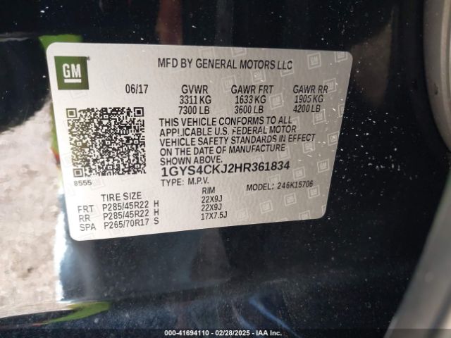 1GYS4CKJ2HR361834 Cadillac Escalade Premium Luxury