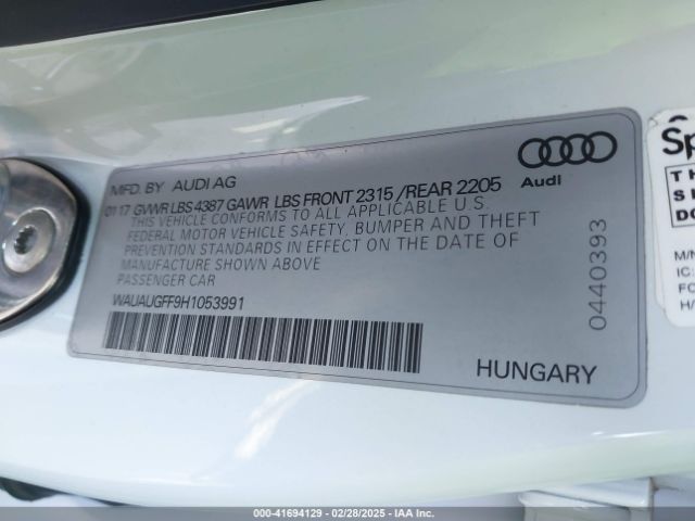 2017 AUDI A3 WAUAUGFF9H1053991 Photo 8