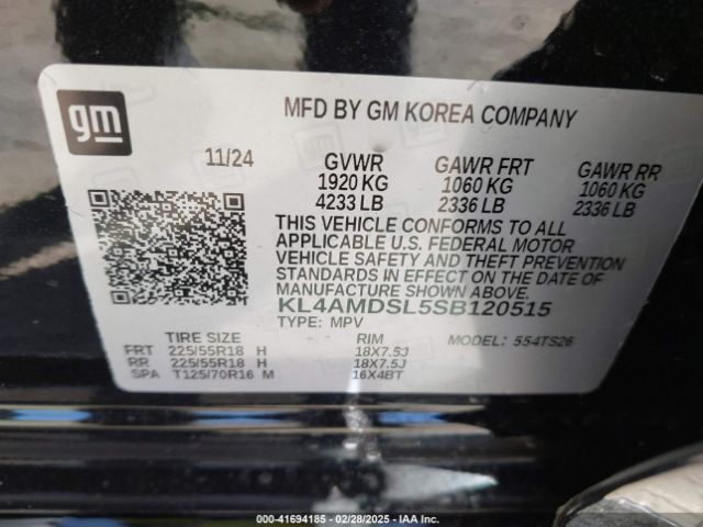 KL4AMDSL5SB120515 Buick Encore Gx Sport Touring Fwd