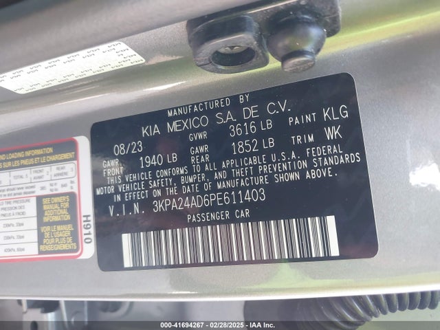 3KPA24AD6PE611403 KIA RIO S