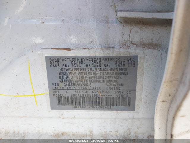 3N1AB8BV9NY240413 Nissan 2022