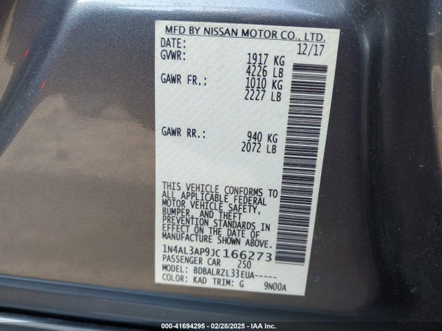 1N4AL3AP9JC166273 Nissan Altima 2.5 Sl