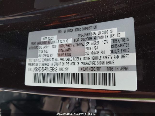 JM3KKDHDXR1139942 Mazda Cx-90 3.3 Turbo Premium