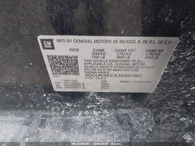 3GCUKSECXJG537367 Chevrolet Silverado 1500 2lz