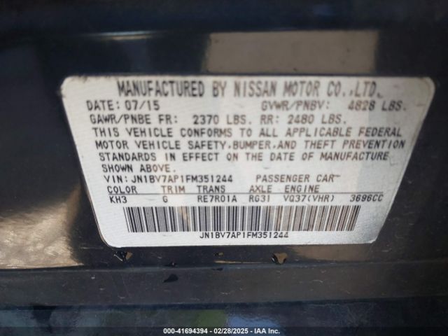 JN1BV7AP1FM351244 Infiniti Q50 Premium