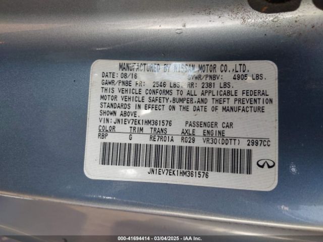 JN1EV7EK1HM361576 Infiniti Q60 3.0t Premium