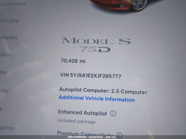 5YJSA1E2XJF295777 Tesla Model S 100d/75d/p100d