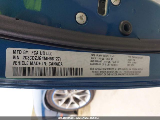 2C3CDZJG4MH681271 Dodge Challenger Gt