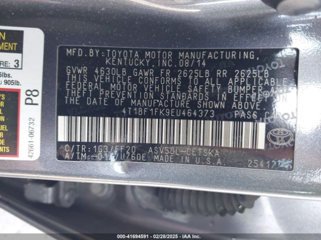 4T1BF1FK9EU464373 Toyota Camry Se Sport
