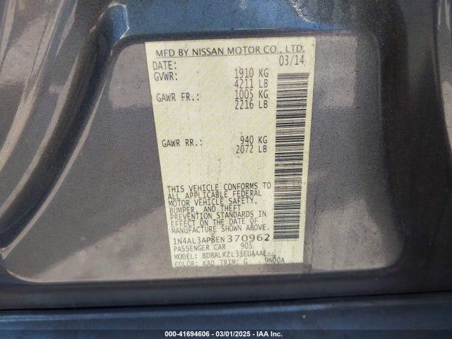 1N4AL3AP8EN370962 Nissan Altima 2.5 S
