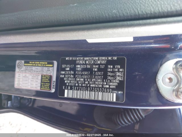 5XYZUDLB7JG537699 Hyundai Santa Fe Sport 2.4l