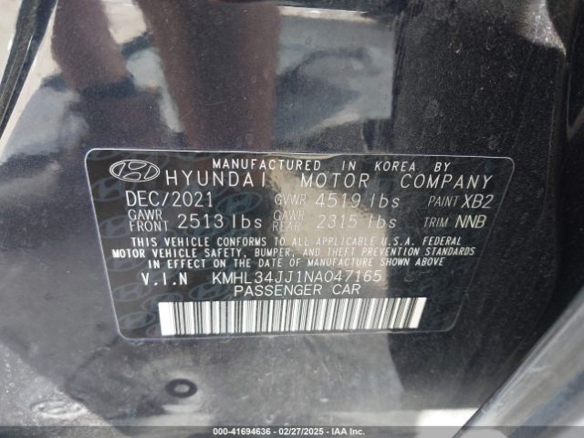 KMHL34JJ1NA047165 Hyundai Sonata Hybrid Sel