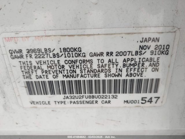2011 MITSUBISHI LANCER JA32U2FU8BU022132 Photo 8