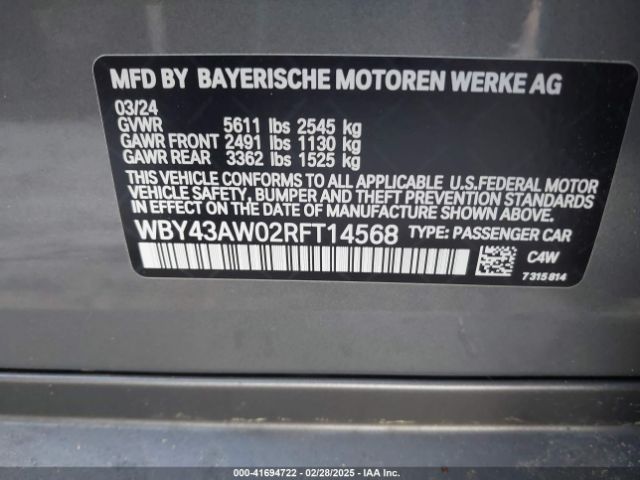 WBY43AW02RFT14568 BMW I4 Edrive35
