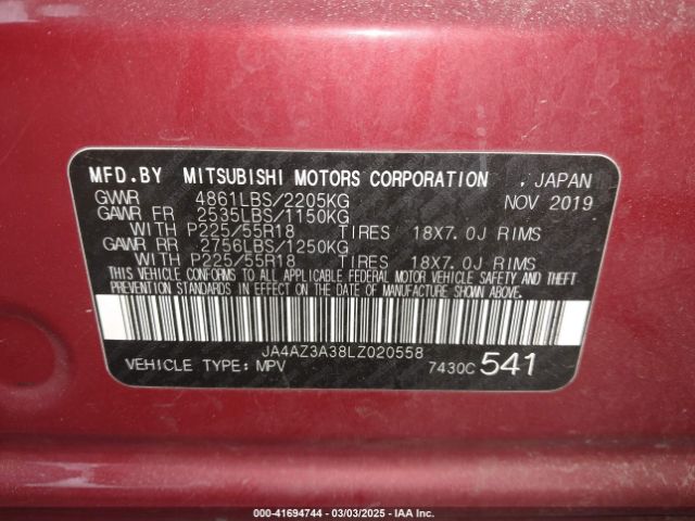 JA4AZ3A38LZ020558 Mitsubishi Outlander Sel 2.4 S-awc