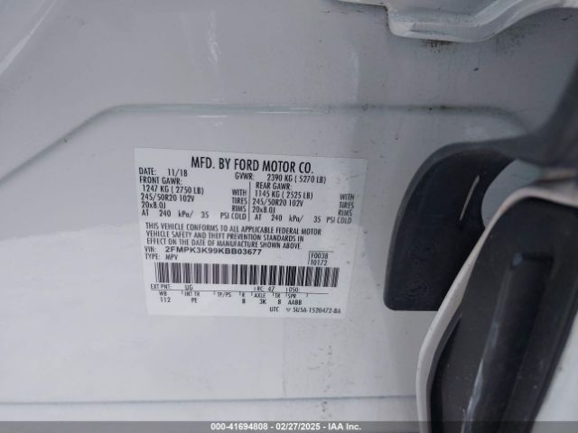 2FMPK3K99KBB03677 Ford Edge Titanium