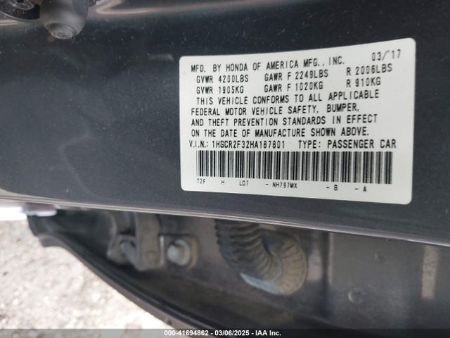 1HGCR2F32HA187801 Honda ACCORD LX
