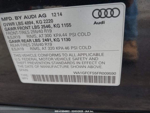WA1GFCFS5FR009590 Audi Q3 2.0t Premium Plus