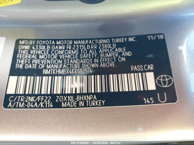 NMTKHMBX4KR082574 Toyota C-HR XLE