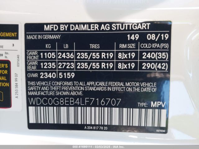 WDC0G8EB4LF716707 Mercedes-Benz Glc 300 4matic