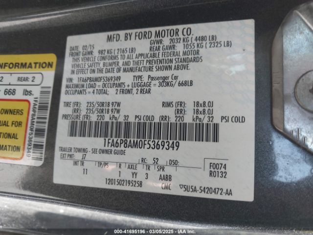 1FA6P8AM0F5369349 Ford Mustang V6
