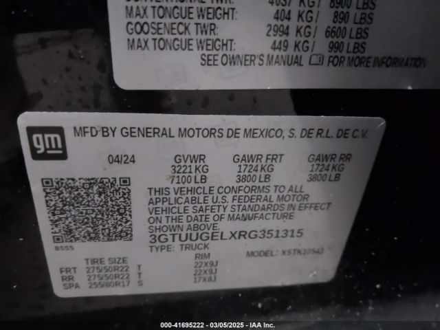 3GTUUGELXRG351315 GMC Sierra 1500 4wd  Short Box Denali