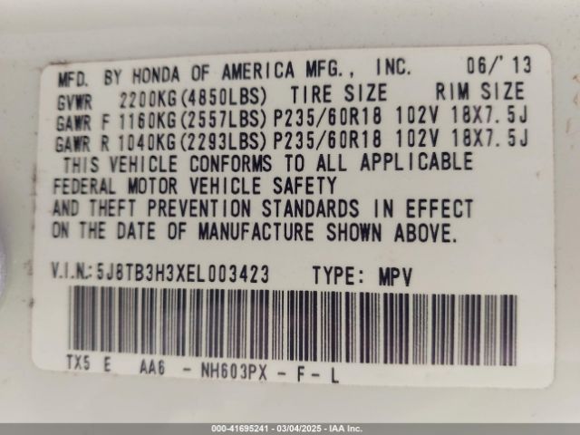 2014 ACURA RDX 5J8TB3H3XEL003423 Photo 8