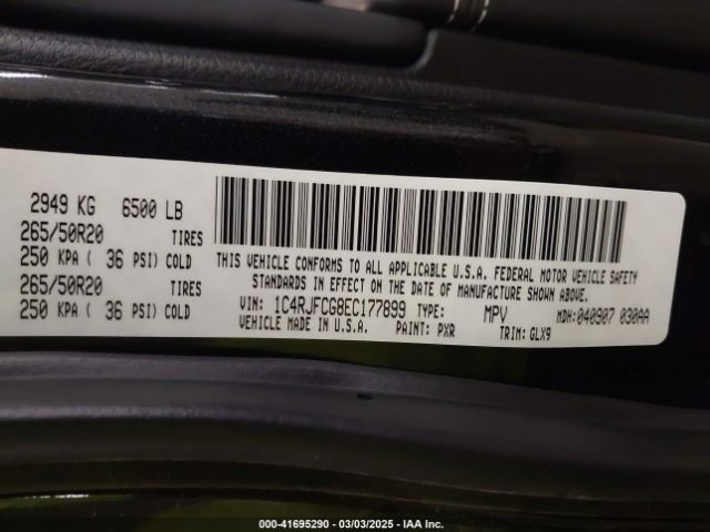 1C4RJFCG8EC177899 Jeep Grand Cherokee Overland