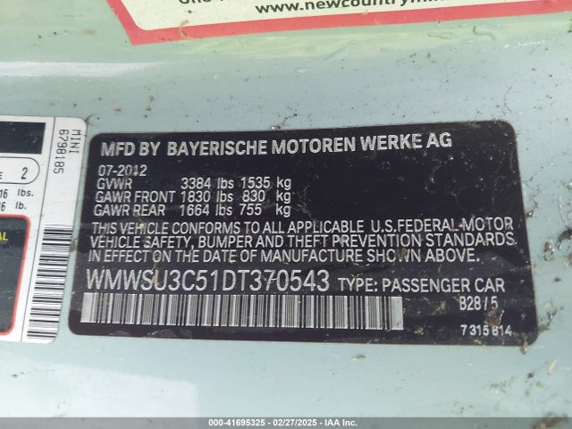 2013 MINI HARDTOP WMWSU3C51DT370543 Photo 8