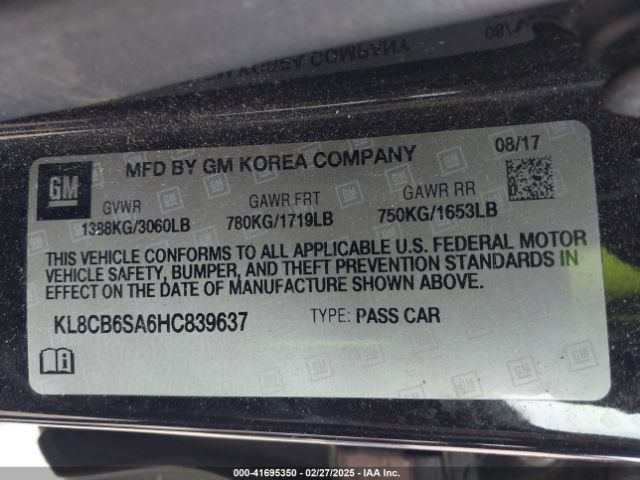 KL8CB6SA6HC839637 Chevrolet Spark Ls Cvt