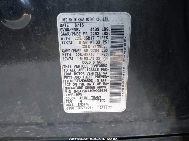 Nissan ROGUE S 2016 JN8AT2MT4GW008626 Image 9