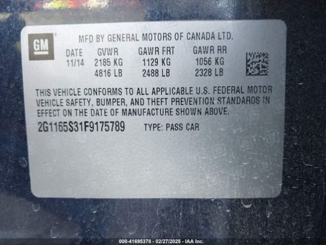 2G1165S31F9175789 Chevrolet IMPALA 2LZ