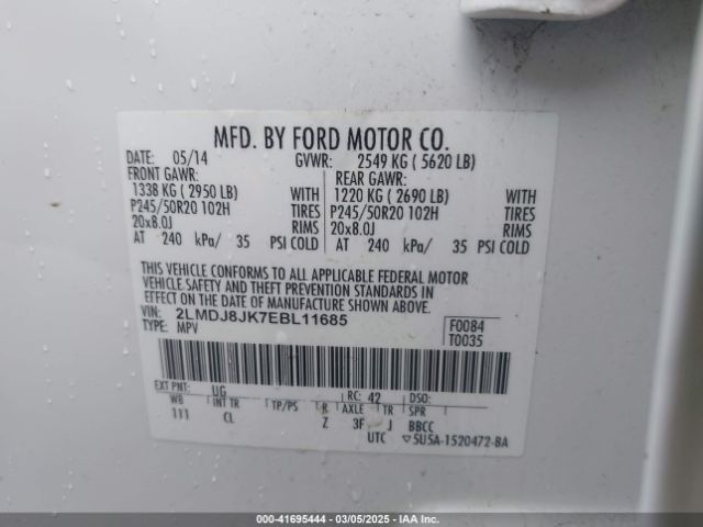 2LMDJ8JK7EBL11685 Lincoln MKX