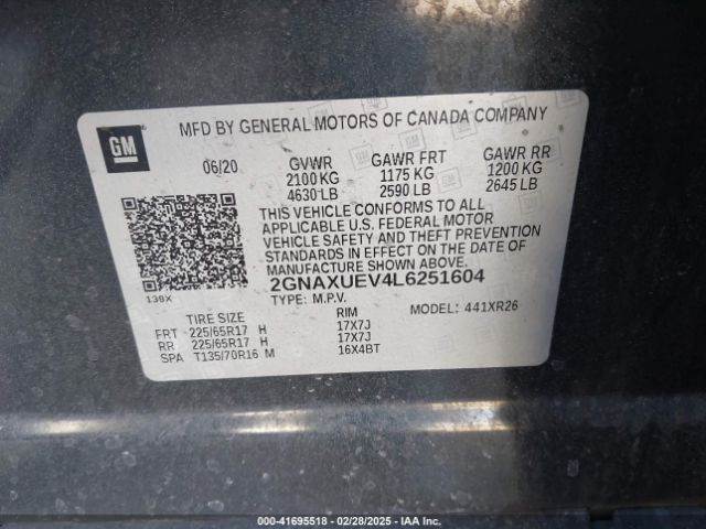 2GNAXUEV4L6251604 Chevrolet Equinox Awd Lt 1.5l Turbo