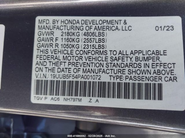 19UUB5F54PA001072 Acura Tlx A-spec Package