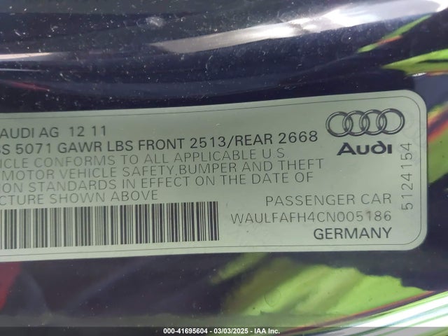 2012 AUDI A5 WAULFAFH4CN005186 Photo 8