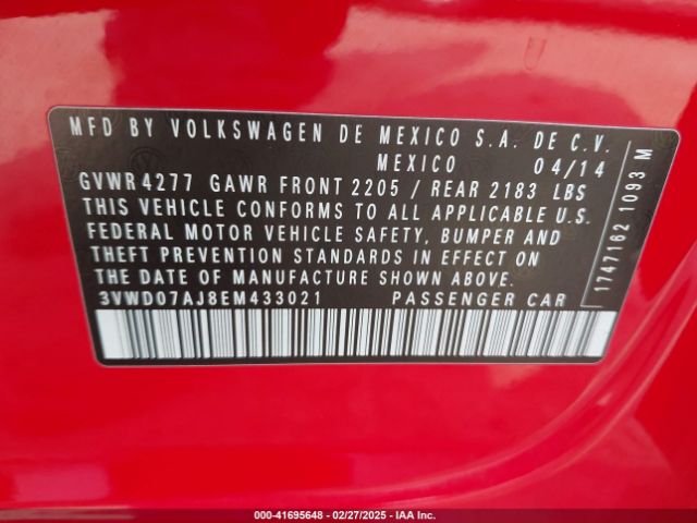 3VWD07AJ8EM433021 Volkswagen Jetta 1.8t Se