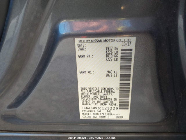 1N4AL3APXJC125229 Nissan Altima 2.5 Sv