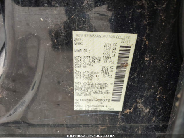 5N1AA0ND8EN608075 Nissan Armada Platinum/sl/sv