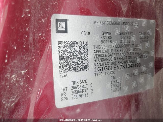 1GTG6FEN7K1343499 GMC Canyon All Terrain W/cloth