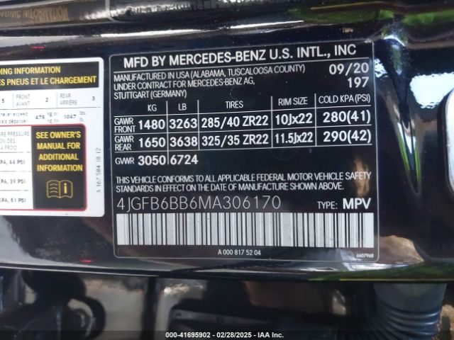 4JGFB6BB6MA306170 Mercedes-Benz Amg Gle 53 4matic