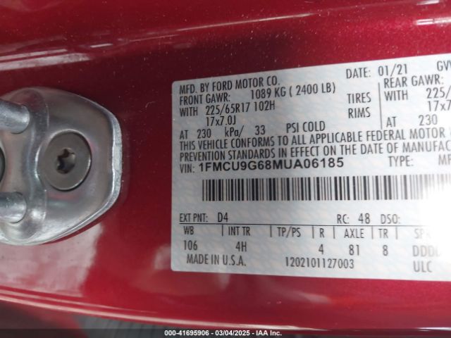 2021 FORD ESCAPE 1FMCU9G68MUA06185 Photo 8
