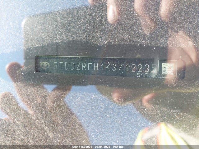 5TDDZRFH1KS712235 Toyota Highlander Limited Platinum