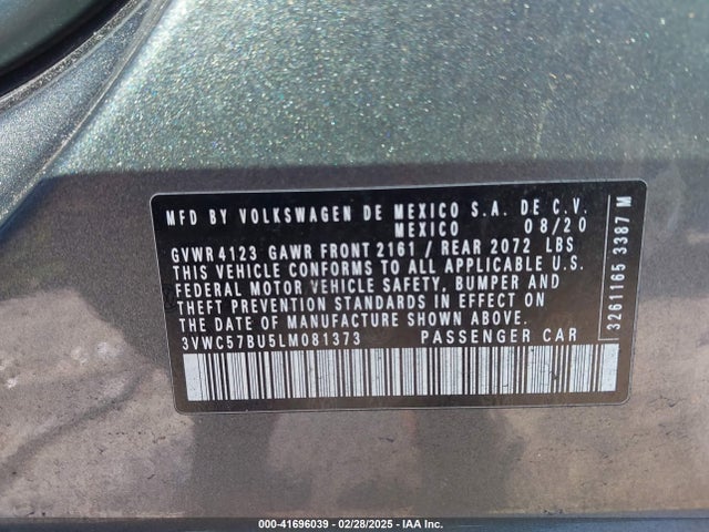 3VWC57BU5LM081373 Volkswagen Jetta 1.4t R-line/1.4t S/1.4t Se