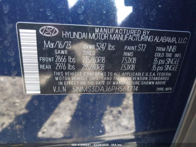 2023 HYUNDAI SANTA FE 5NMS3DAJ6PH564714 Photo 8