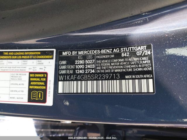 W1KAF4GB5SR239713 Mercedes-Benz C 300