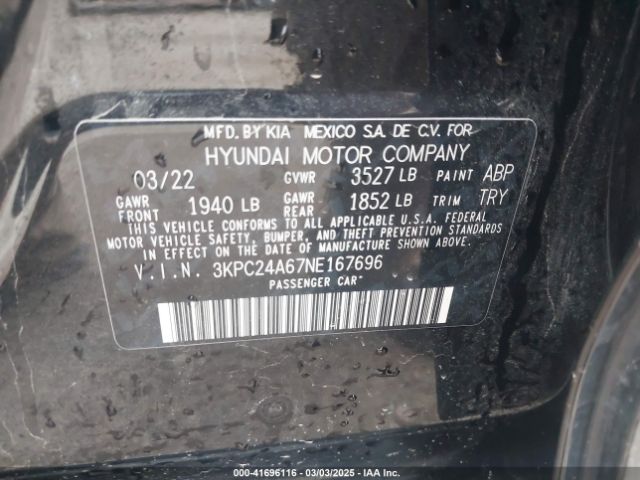 3KPC24A67NE167696 Hyundai ACCENT SE