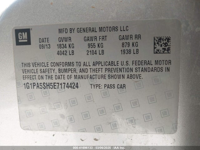 1G1PA5SH5E7174424 Chevrolet Cruze Ls Auto