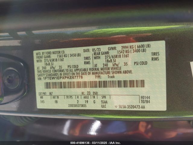 1FTEW1EPXPKE67778 Ford F-150 Xlt