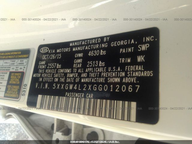 5XXGW4L2XGG012067 KIA Optima Sx Turbo